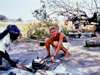 Ingrid de Wet - cooking on the coals in the Okavango Delta